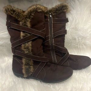 Natural Soul Fasano Brown winter Faux Fur Boots